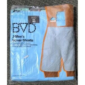 Vtg 2 Pair BVD Mens Boxer Shorts Sz 40 1979 Underwear Hollywood USA Sealed NOS